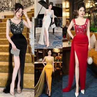 Đầm dạ hội đính đá tua rua siêu sang-TK TẶNG KÈM HOA TAI THỜI TRANG