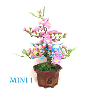 Hoa trang trí Ngày Tết - CHẬU HOA ĐÀO NHÂN TẠO ĐỂ BÀN MINI SỐ 1
