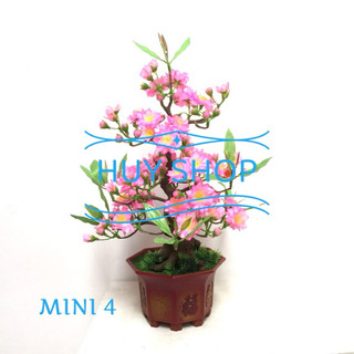 Hoa trang trí Ngày Tết - CHẬU HOA ĐÀO NHÂN TẠO ĐỂ BÀN MINI SỐ 4