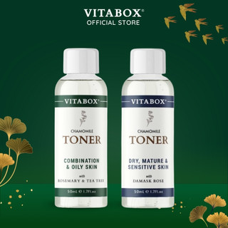 Toner hydrosol VITABOX Chamomile 50mL - cân bằng da từ nước ngưng thảo mộc hoa hồng, hoa cúc, tràm trà