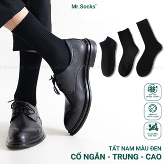 Tất nam cổ cao hoạ tiết gân chìm Mr.Socks, vớ đen mang giày tây chất cotton dày dặn, phong cách hiện đại - FIVE-DEN-1DOI