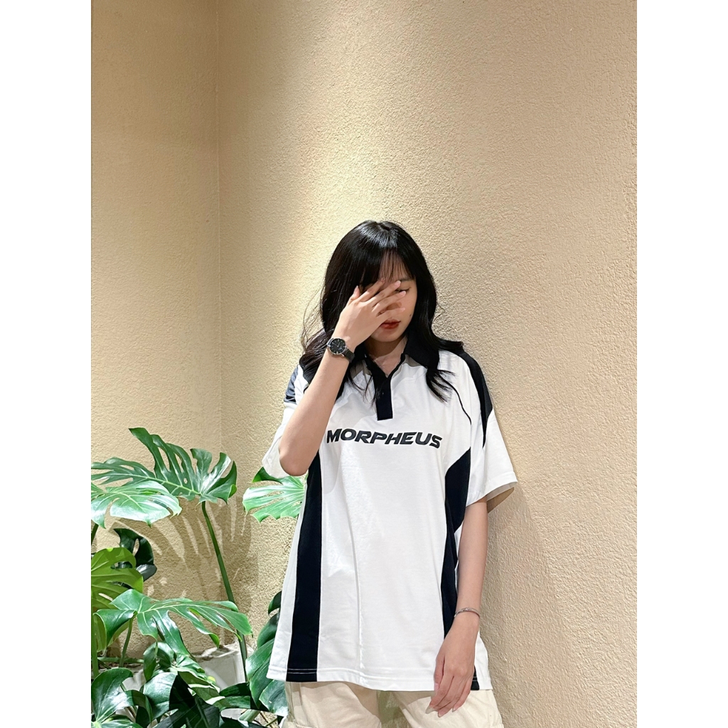 Áo Polo phối Local Brand Morpheus Unisex Nam Nữ Oversize, Raglan Polo