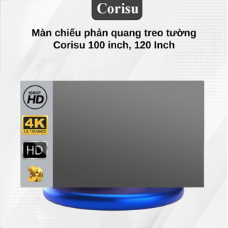 Màn chiếu phản quang treo tường Corisu 100 inch, 120 Inch siêu nét giúp máy chiếu sáng thêm gấp 5 lần, gấp gọn