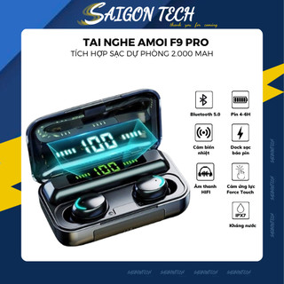 Tai nghe nhét tai bluetooth true wireless amoi f9 pro bluetooth 5.0