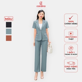Set blazer nữ CARDINA dáng quần suông tay cộc phom dáng nhẹ nhàng thanh lịch 3SQR04