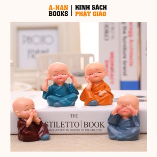  Bộ Tượng 4 Chú Tiểu Tứ Không - Phong Thủy May Mắn Tiểu Cảnh Hồ Cá Để Bàn Làm Việc Xe Hơi Trang Trí - Anan Books 