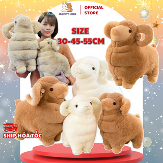 Gấu bông cừu ôm mùa đông cute siêu mềm mịn, size mini đến size to 30/45/55cm, Thú bông cừu trắng nâu ôm cho bé quà tặng