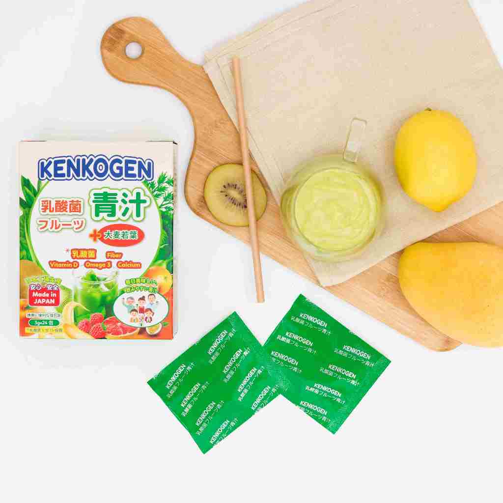 TPBS: Bột mầm lúa mạch non Nhật Bản Kenkogen trái cây lợi khuẩn, chất xơ, Omega 3 Canxi D (2 gói)