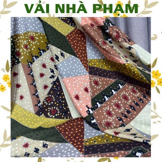 Vải lụa crep họa tiết thổ cẩm nâu-khổ 1.5m-vải nhà phạm