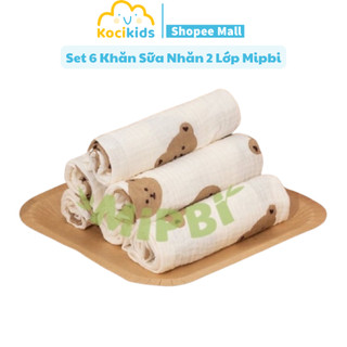 Set 6 khăn sữa nhăn 2 lớp mipbi cao cấp kích thước 30*30cm