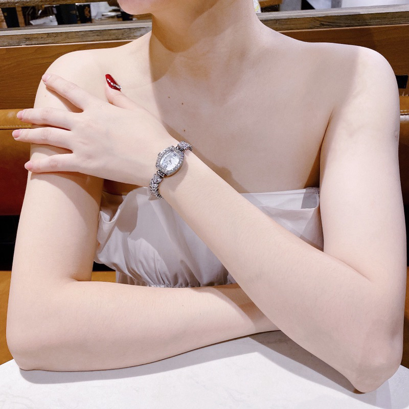 [Chính Hãng 100%) Đồng Hồ Nữ Royal Crown 9232 mặt vuông đính đá dây kim loại chính hãng đính đá