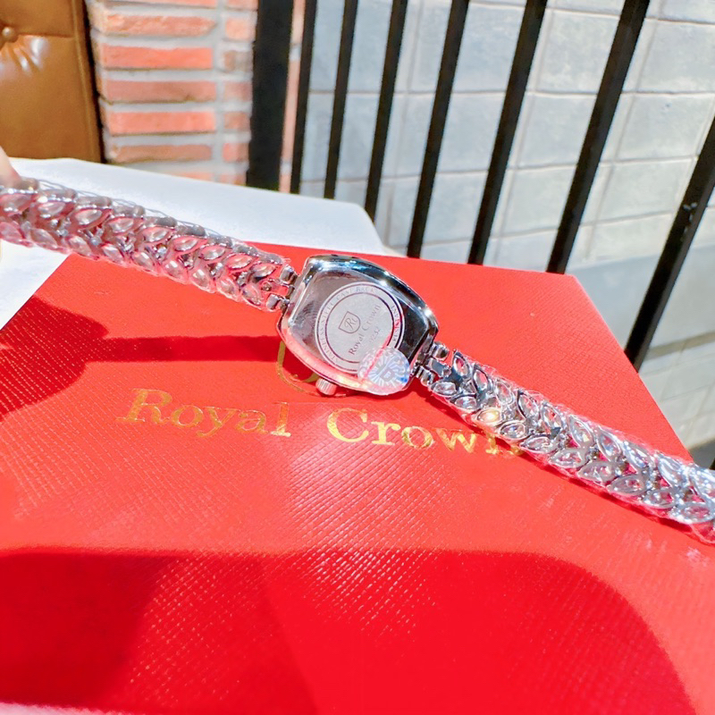 [Chính Hãng 100%) Đồng Hồ Nữ Royal Crown 9232 mặt vuông đính đá dây kim loại chính hãng đính đá