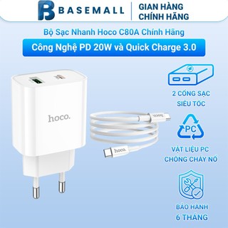 Bộ sạc nhanh điện thoại pd 20w và quick charge 3.0 chính hãng hoco c80a 2 cổng sạc nhanh
