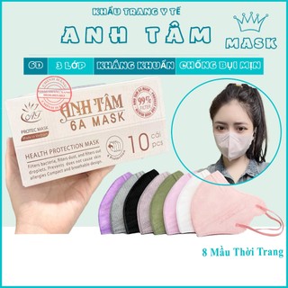 100 chiếc Khẩu Trang 6A Anh Tâm 4 lớp có kháng khuẩn nhiều mầu thời trang HotTrend mới 2024-khautrangxanh