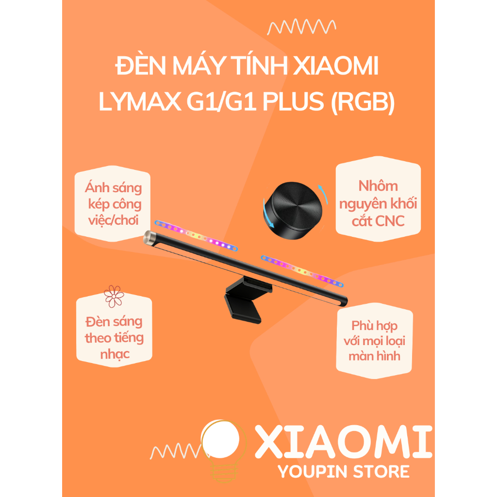 Đèn Cao cấp Xiaomi Youpin Đèn treo màn hình Lymax G1 RGB đầy màu sắc độ phân giải cao bảo vệ mắt thích hợp cho máy tính