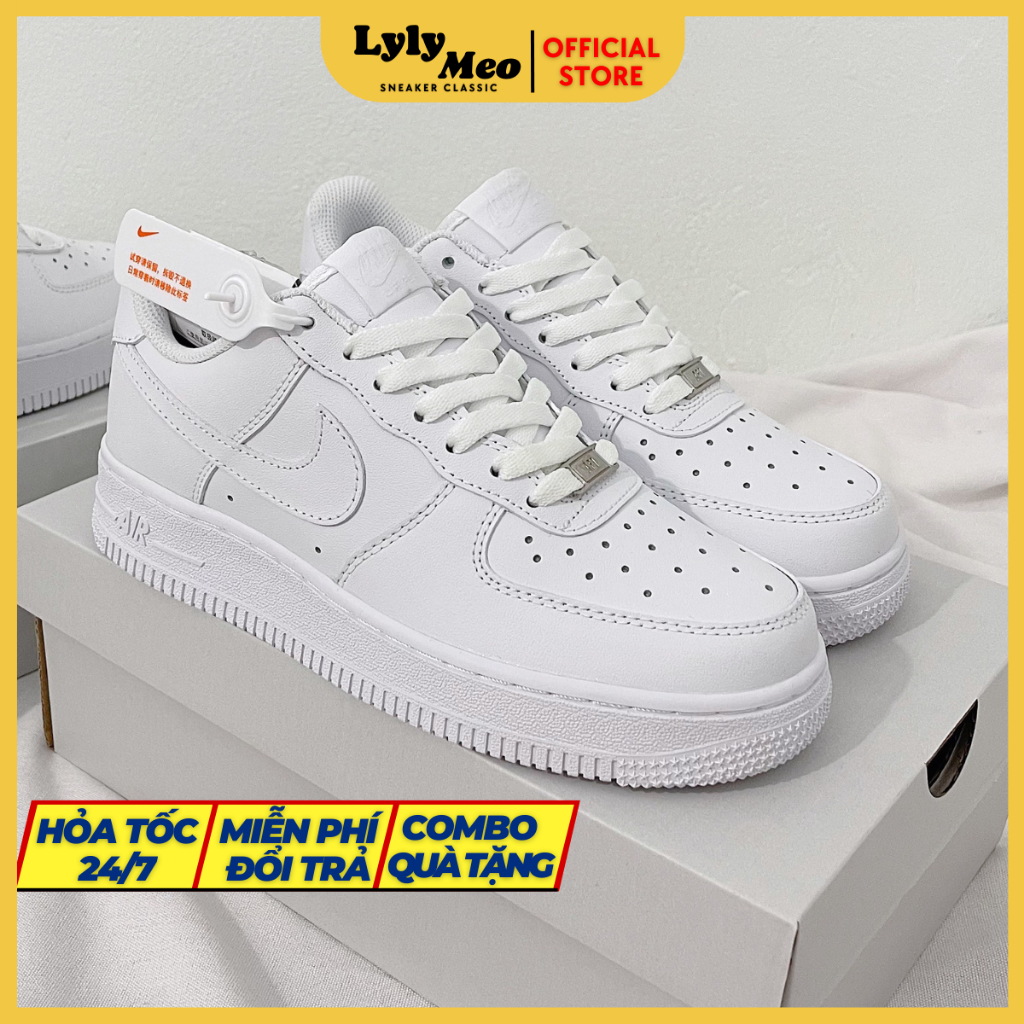 Giày_Nikee Air Force 1 Full Trắng Nam Nữ,Giày Thể Thao AF1 Màu Trắng Bản S.Cấp- Đế Air Full Pk Basic Dễ Phối Đồ