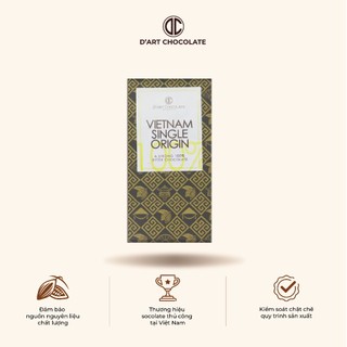 Thanh Socola Việt Nam Single Origin 100% Cacao D'art Chocolate - Dark Chocolate 80g
