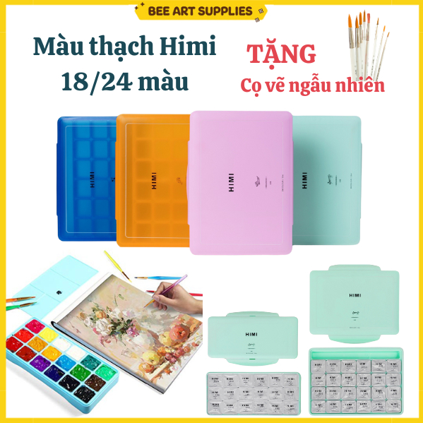 Màu Gouache Himi Dạng Thạch Bộ 18 và 24 màu Himi màu nước