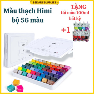  Màu gouache Himi dạng thạch bộ 56 màu x 30ml TẶNG kèm túi màu 100ml bất kỳ 