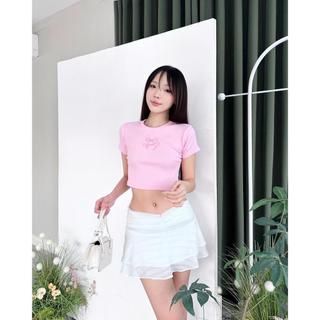 [Chỉ còn 58K sau khi áp voucher] Áo thun croptop form ôm tay ngắn MONÁ - CHIE