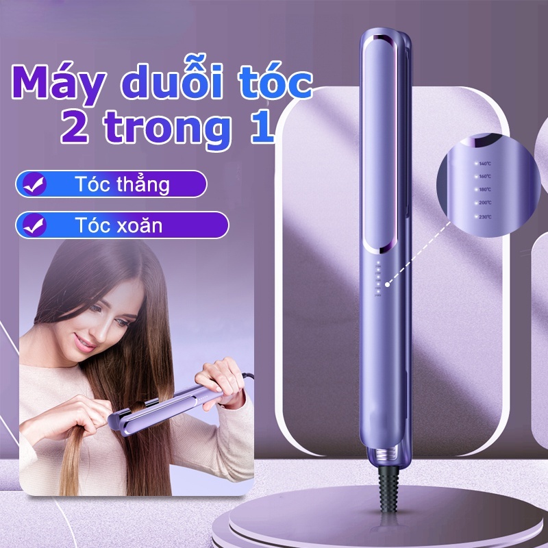 Máy duỗi tóc 2 trong 1 Uốn/Duỗi tóc bằng men gốm Làm nóng nhanh trong 10 giây 50 Triệu Ion Âm Bảo Vệ Tóc