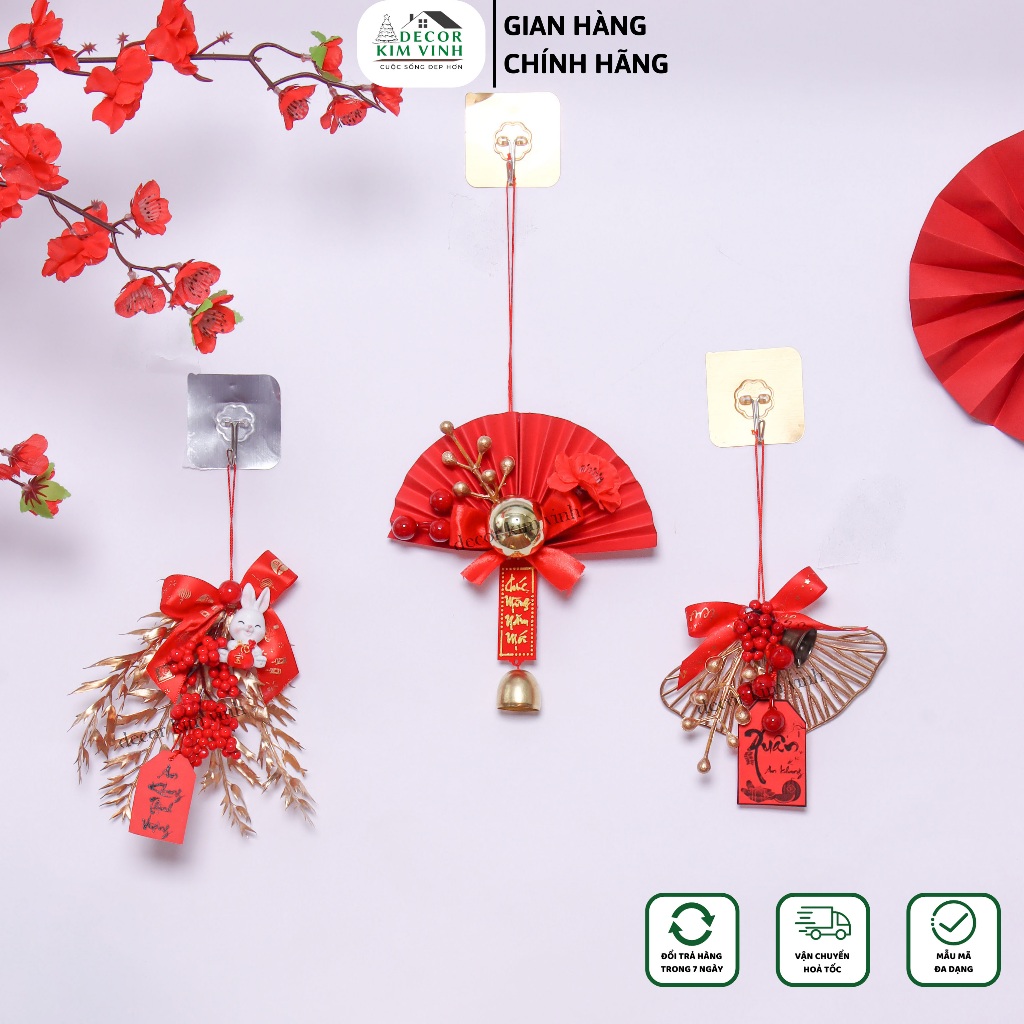 Vòng Hoa Tết H97 Decor Kim Vinh Vòng Hoa Trang Trí Tết Xuân, Dây Treo Vòng Hoa Tết