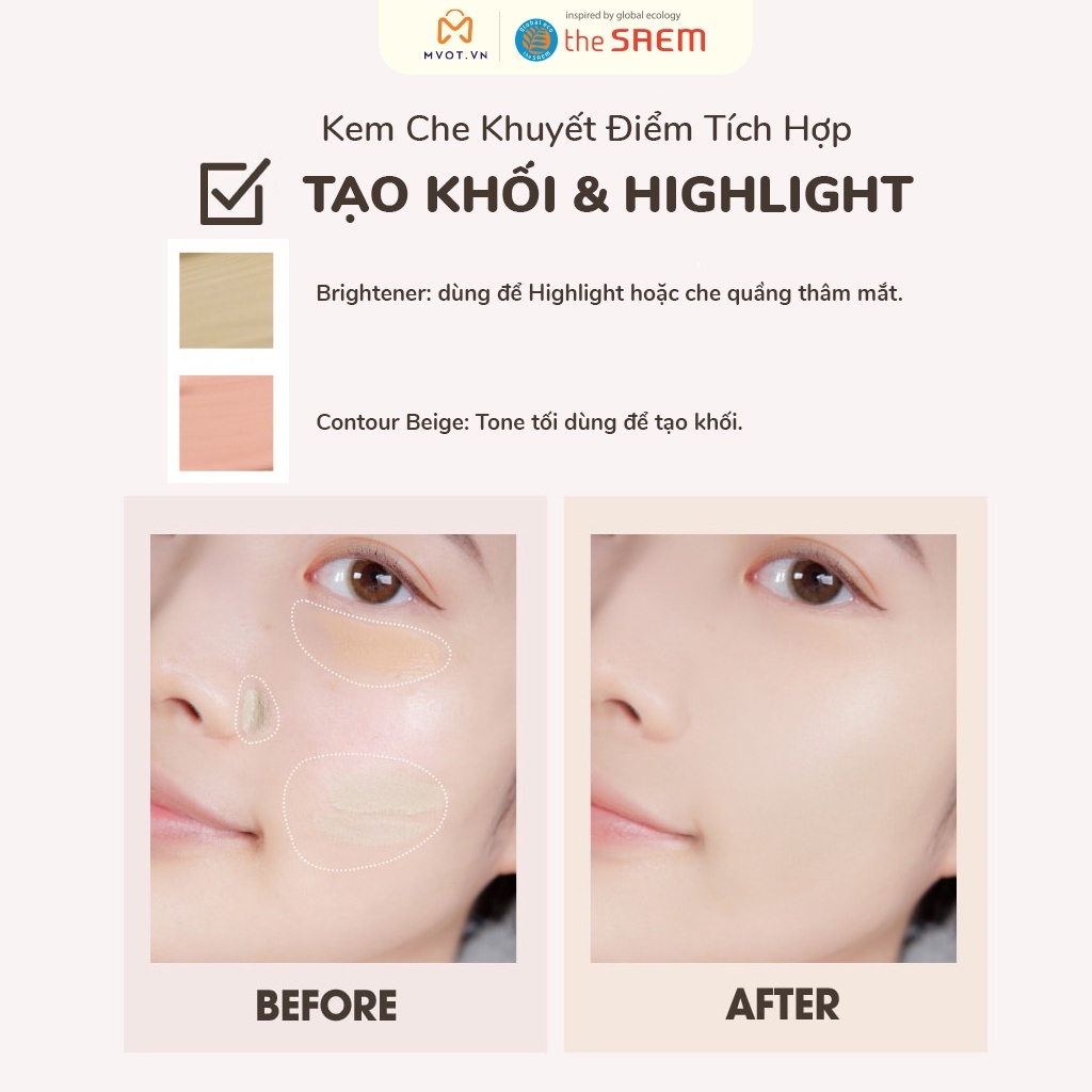 [Hàn Quốc] Kem che khuyết điểm the saem Cover Perfection Tip Concealer SPF28 PA++ 6.5g