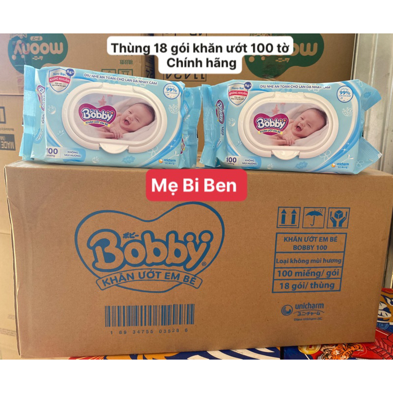 Khăn ướt Bobby 100 tờ không mùi/có mùi hương