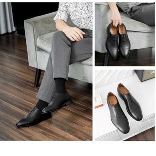 Giày Tây Cột dây Oxford da bò nguyên tấm Toroshoes Mã M626 Đen