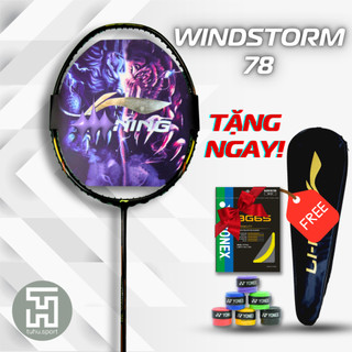 Vợt cầu lông 100% carbon windstorm 78 căng sẵn 10 kg nhẹ, bền đẹp + tặng ngay cước bg65 + cuốn cán + bao vợt