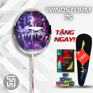 Vợt cầu lông giá rẻ carbon,vợt cầu lông lining windstorm75 căng sẵn 10 kg siêu nhẹ tặng ngay cước bg65 cuốn cán, bao vợt