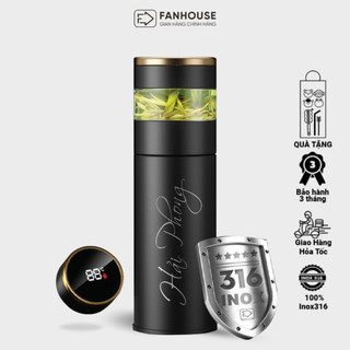 Bình giữ nhiệt Inox 316 cao cấp Tea Led 450ml bình nước giữ nhiệt pha trà Fan House khắc tên theo yêu cầu