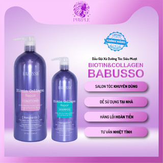 Dầu gội cặp phục hồi tóc hư tổn chống lão hóa Biotin & Colagen BABUSSO 1000ml ngăn ngừa tóc bạc sớm cấp ẩm tạo độ phồng