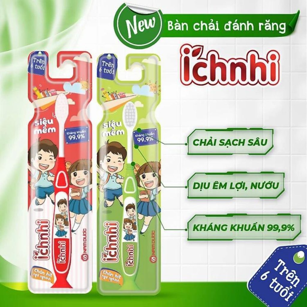 Bàn chải đánh răng Ích Nhi cho trẻ em trên 6 tuổi lông siêu mền mịn