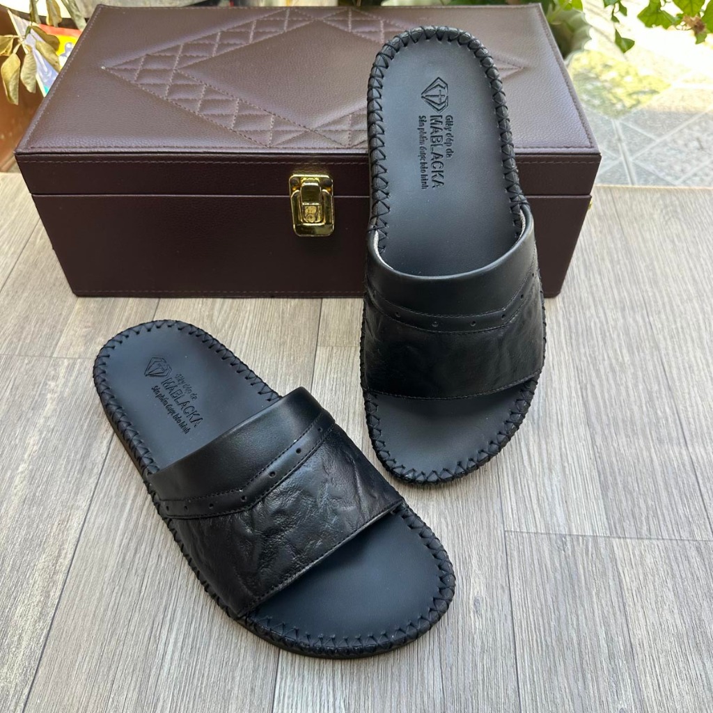 Dép nam quai ngang đẹp, đế cao su đúc nguyên khối cao 3cm, đi mưa thoải mái - D304