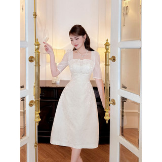 Đầm thiết kế trắng tiểu thư cổ xếp cổ điển sang trọng Raffine Dress by RIMMY