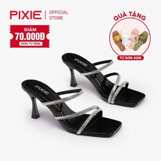 Guốc Cao Gót 7cm Quai Mảnh Đính Đá E171 - Pixie