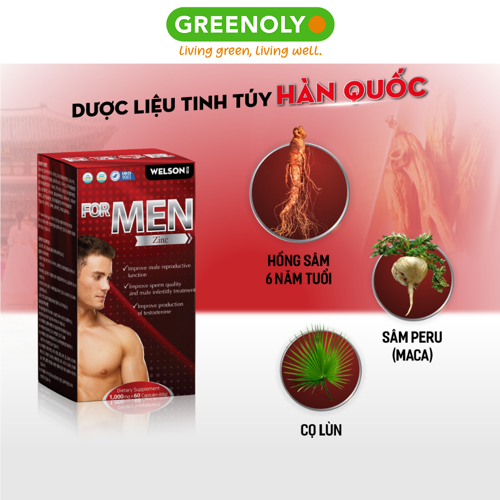 Tăng Cường Sinh Lý Nam Bổ Thận Tráng Dương Welson For Men Hộp 60 viên