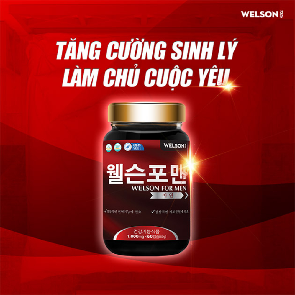 Tăng Cường Sinh Lý Nam Bổ Thận Tráng Dương Welson For Men Hộp 60 viên
