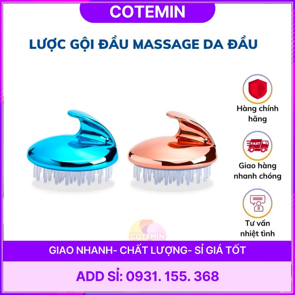 Lược Gội Đầu Silicon Long Lanh Nhiều Màu Sang Trọng Massage Đầu Giảm Stress Rụng tóc Kích Thích Mọc Tóc COTEMIN