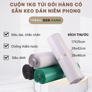 (GIÁ XƯỞNG 1KG/ CUỘN)Túi Đóng Hàng Niêm Phong Có Sẵn Keo Dán Miệng Size 28x42 32x45 Đóng Gói Hộp Giày, Áo Khoác
