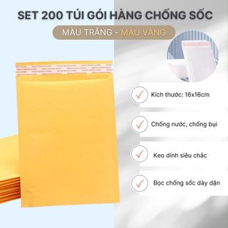 Set 200 Túi Bóng Khí Gói Hàng Túi Đóng Hàng Niêm Phong Tự Dính TUIGOIHANG Màu Trắng 16x16 - Túi Gói Hàng Hà Đông Bản