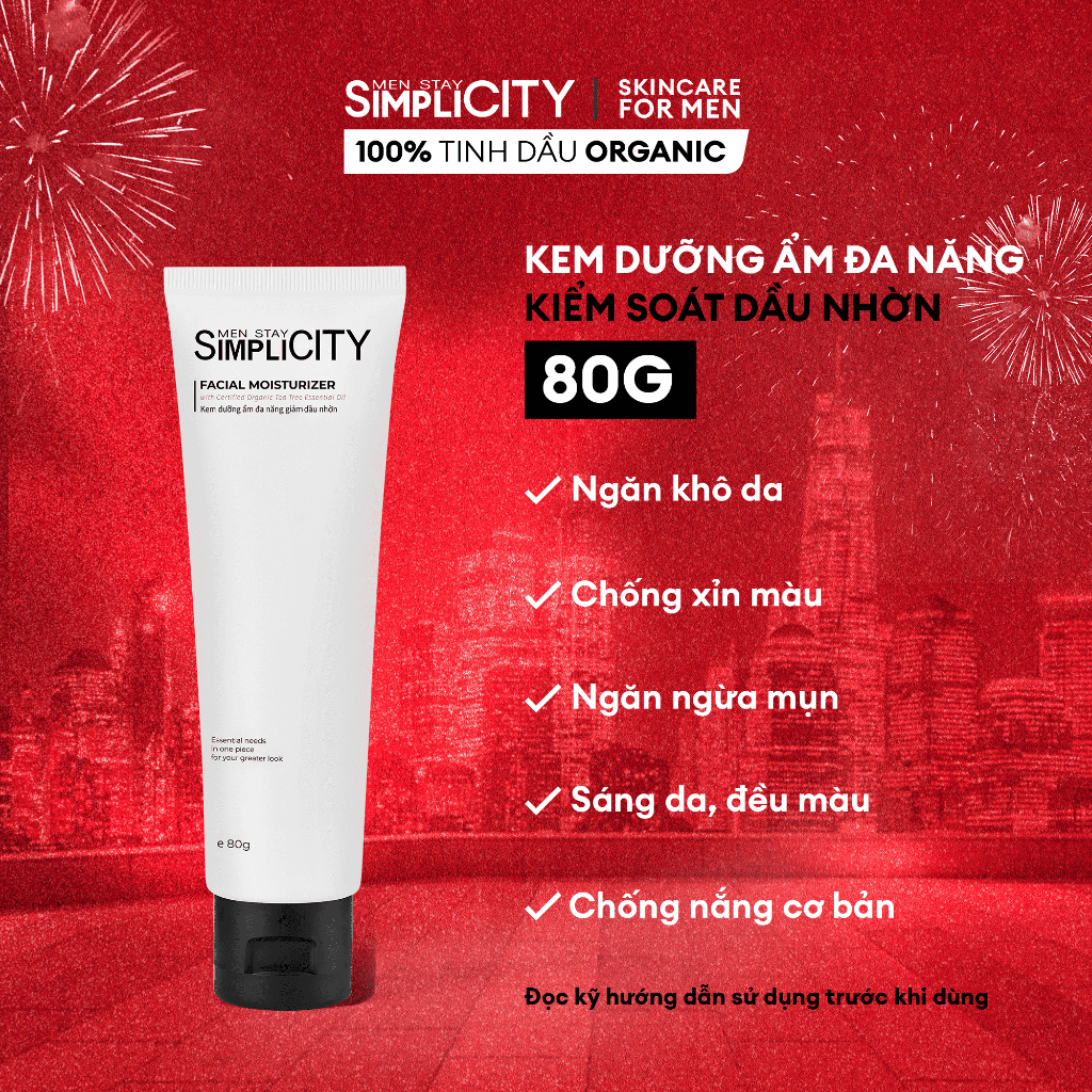 Kem dưỡng ẩm cho nam đa năng kiểm soát dầu nhờn 5 in 1 Men Stay Simplicity Facial Moisturizer 80g