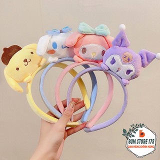 Bờm cài tóc họa tiết hoạt hình melody nhồi bông siêu dễ thương, băng đô cài tóc rửa mặt hình thú kuromi sanrio đáng yêu.