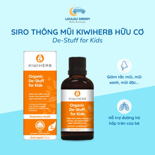 Siro tai mũi họng De-Stuff Kiwiherb hữu cơ hỗ trợ giúp thông thoáng mũi cho bé từ sơ sinh 50ml