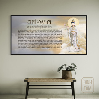 Tranh In Canvas | Chú Đại Bi Và Quan Âm | Tranh Đã Đóng Khung Hoàn Thiện Kèm Đinh Treo | Định Tâm DTWH1F004
