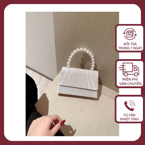 Túi xách cầm tay đính ngọc tiểu thư phù hợp đi tiệc giá rẻ