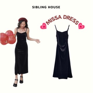 Đầm hai dây form ôm dài cổ tim thiết kế nhún eo chất nhung Missa Dress - Sibling House