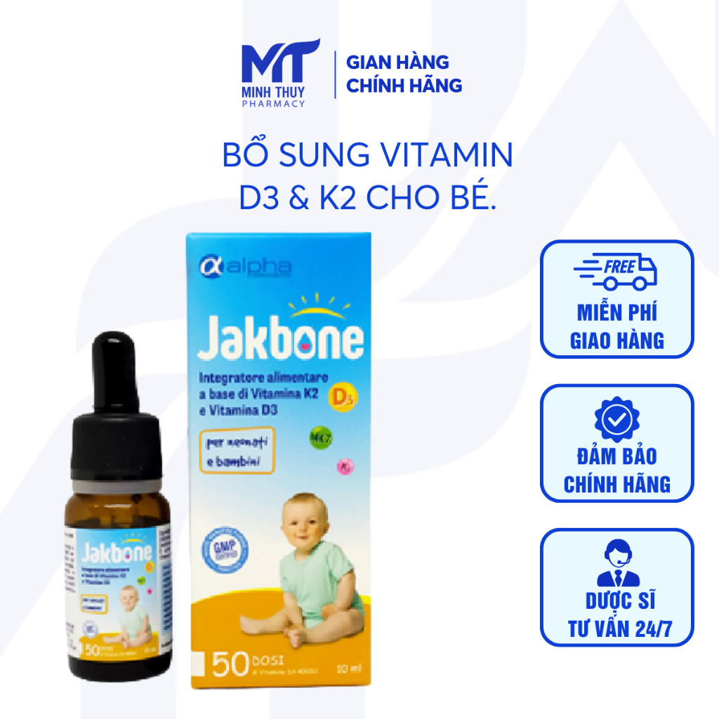 Jakbone 10ml Erbex - Bổ sung vitamin D3 và K2 Cho Bé