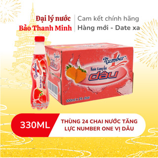 [HOẢ TỐC] Nước tăng lực NUMBER ONE Dâu 330ml (Thùng 24 chai/Lốc 6 chai) (Date xa)
